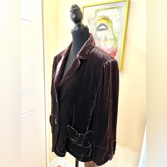 Spencer Jeremy velour maroon blazer, covered buttons, tailored pockets, lined 💜 - Picture 3 of 11